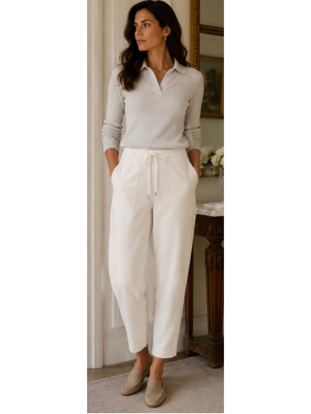 Women's TWP Trousers Size 10 Beige Linen Blend Barrel NWT!